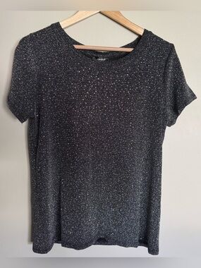 Studio Y by Maurices Black Silver Metallic Shimmer Top NWT Medium Holiday